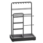 SONGMICS Jewelry Holder, Jewelry Organizer, Jewelry Display Stand with Metal Frame, Velvet Tray, Necklace Earring Bracelet Holder, for Studs, Rings, Gift Idea, Ink Black UJJS021B01