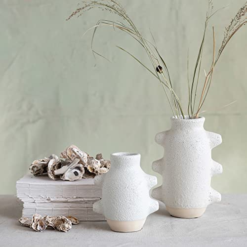 Creative Co-Op Abstract Stoneware Vase, White Volcano Finish - size: 6" H