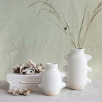 Creative Co-Op Abstract Stoneware Vase, White Volcano Finish - size: 6" H
