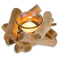 Sziqiqi Handmade Wooden Tea Light Candle Holder with Glass Cup Rustic Country Coastal Style for Farmhouse Home Decoration Home Altar Decoration Holiday Wedding Decoration - size: Pack of 1