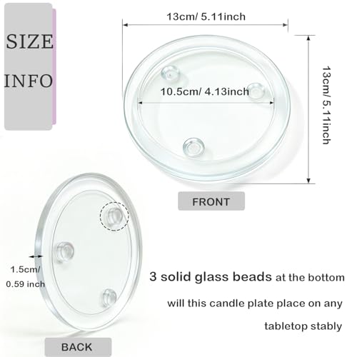 Clear Glass Candle Holder，4" Glass Coaster Holder ，Small Round Candle Plate for Pillar Candle（2 Pack） - size: 2 Pack