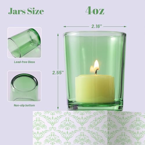 LETINE Green Glass Votive Candle Holders Set of 36 - Tealight Candle Holders for Spring & Summer Wedding and Christmas Centerpieces - Ideal Candle Jars for Making Candles - color: Green