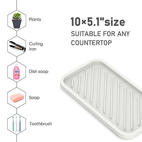 EG-SIPRO Silicone Sponge Holder, Large 10" Kitchen Sink Organizer Tray, Sponge Caddy, Dish Soap Holder, Scrubber, Soap Dispenser, Scouring Pad - color: C-wh, size: 10x5.1inch
