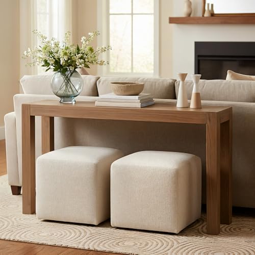 Plank+Beam Modern Solid Wood Console Table, 46 Inch, Sofa Table, Narrow Entryway Table for Hallway, Behind The Couch, Living Room, Foyer, Easy Assembly, Pecan - color: Pecan, size: 46 Inch