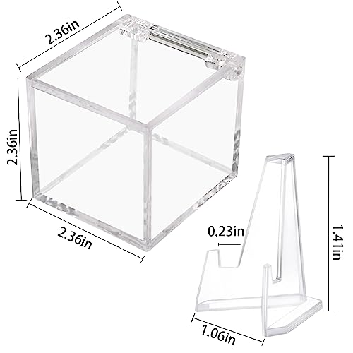 Championship Ring Display Case, Clear Acrylic Championship Ring Holder Box, Acrylic Display Easel Coin Stand Holder, Holder Box for Storage Championship Ring and.Coin (1, 2.36 Inch)