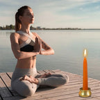 Mini Taper Candle Meditation Candles,Pumpkin 20 Minute Prayer Candlestick Dripless Beeswax Candles with Brass Candle Holder for Yoga & Spiritual Rituals,30-ORABRO - color: MCBEE30PC-ORABRO