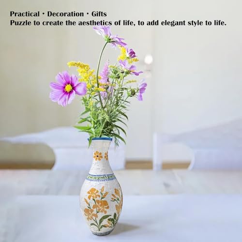 3D Puzzle Vase Unique Flower Vase for Adults Made by 160 Curved Plastic Puzzle, Relax Puzzles for Adults, DIY Jigsaw Creative Gift for Parents & Housewarming - color: Summer