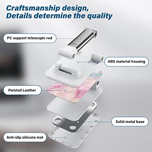 Foldable Phone Stand, Angle-Adjustable Holder - Suits iPhone, Samsung & More - Desk Accessory - color: Colored marble