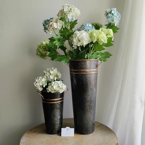 Hosley Set of 4 Metal Vases with Zinc Finish 9 Inch High Ideal Gift for Wedding Special Occasion Home Office Dried Floral Arrangements - color: Zinc2