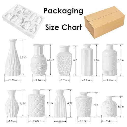 Vintage Small Glass Vases Set of 10,Mini Bud Vases for Flowers,Amber Glass Vases for Centerpieces,Wedding Decorations,Home Table Flower Decor (White) - color: White