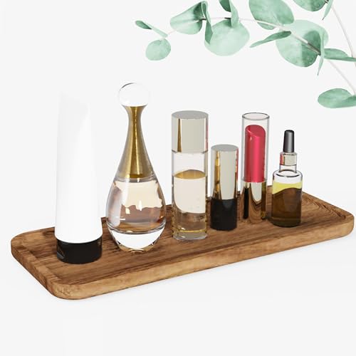 12x5 Rustic Bathroom Vanity Counter Tray, Solid Wood Kitchen Countertop Organizer Shelf, Wooden Serving Platters, Snack Dessert Charcuterie Board, Decorative Toilet Tank Catchall - color: Rectangular