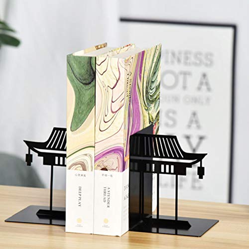 HEALLILY 1 Pair Chinese Bookends Ancient Asian Style Building Pattern Bookends Desktop Decorative Bookshelf Stationery Supplies for Children Adults