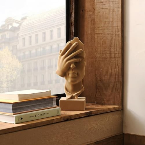 Flocked Resin Statue with Soft Velvety Texture, See No Evil Sculpture Modern Abstract Figurine for Desk, Bookshelf, Coffee Table Centerpiece, Meditation Room (Brown) - color: Nosee-brown