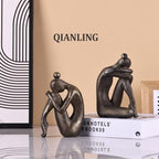 2-Piece Unique Decorative Thinker Girl Bookends, Modern Heavy Duty Nonskid Resin Book Stoppers for Home Office Desk, Living Room, Study Room, Creative Bookshelves, Desktop Ornaments (Bookends01)