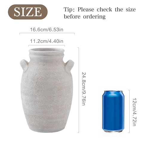 Ceramic Flower Vase Home Decor, 9.76 Inch Large White Decorative Vase, Rustic Farmhouse Vase for Living Room Bedroom Kitchen Table Office Centerpiece Decorations, Holiday & Wedding - color: 013-2