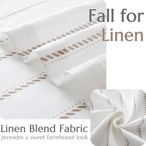 jinchan Linen Striped Kitchen Curtains Tier Cafe Curtains for Living Room Bathroom RV 24 Inch Farmhouse Rustic Half Window Treatment Light Filtering 2 Panels Taupe on White - color: Cottage Striped Taupe, size: 26"W x 24"L (Pack of 2)