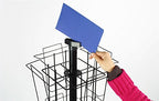 Displays2go 59" Tall Metal Wire Rotating Magazine Rack with 16 Pocket and Sign Holder - Black (WSFM416PB)
