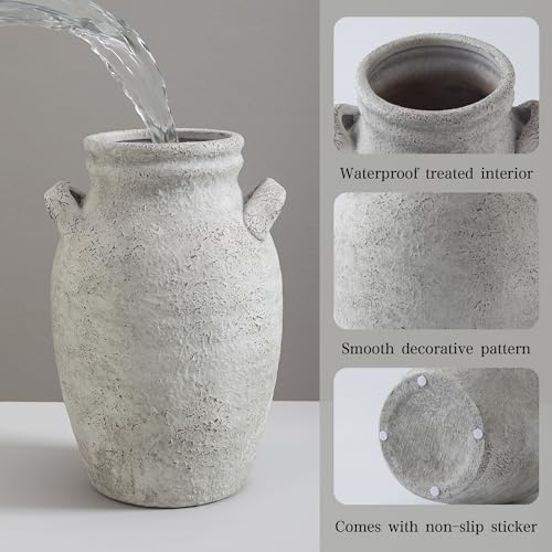 Ceramic Flower Vase with Handles,9.76 Inch Large Decorative Vase,Rustic Farmhouse Vase for Living Room Bedroom Kitchen Table Office Centerpiece Decorations, Holiday & Wedding - color: 013-3
