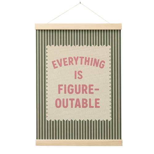 FGFK Everything Is Figureoutable Inspirational Wall Art Poster Hanger Frame, Retro Pink and Green Positive Affirmations Canvas Prints Framed Wall Decor for Home Classroom Office, 12x16 Inch - color: Retro Postcard-Pink and Green