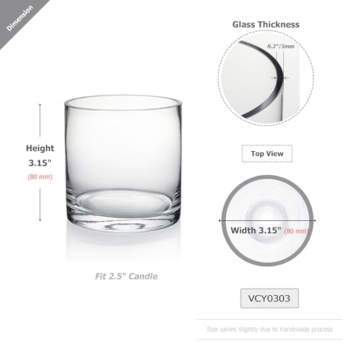 WGV Quality Thick Tea Light Votive Candle Holder 3x3, Clear Tiny Cylinder Glass Vase, Small Planter Terrarium, 1 Pc - color: Clear-cylinder-3"