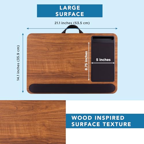 LAPGEAR Home Office Pro Lap Desk with Wrist Rest, Mouse Pad, and Phone Holder - Espresso Woodgrain - Fits up to 15.6 Inch Laptops - Style No. 91612 - color: Espresso Woodgrain, size: Home Office Pro W/Wrist Rest