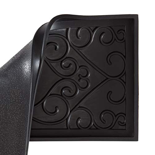 Anji Mountain AMB0BT2F-007 Black Rubber Boot/Shoe Tray with Coir, Fits 2 Pair (24.5" Wide), Tan & Blue Insert - color: Tan and Blue Insert, size: 24" x 14" x 1.5"
