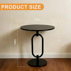 17In(W) x19In(H) Black Round Side Table Heavy Duty Modern End Table Stable Sofa Side Table Marble Base Accent Coffee Table Nightstand for Living Room Bedroom - color: Black-a