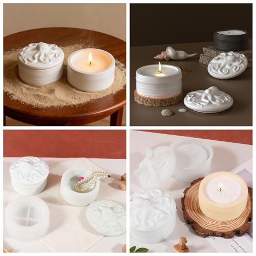 Octopus Jar Silicone Mold with Lid for DIY Aromatherapy Candle, Resin Epoxy Storage Container, Cement Plaster Craft - Cylinder Trinket Box, Handmade Gift Craft Kit with Cylinder Box Mold - color: Octopus Jar