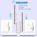 2 Pcs MT-6 Cell Phone Holder, Adjustable Angle and Height, Anti-Slip Silicone Pad, Foldable and Portable, Compatible with 4-8 Inch Devices - color: White
