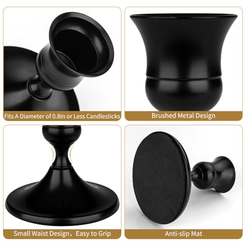 Black Candle Holder Taper Candle Holders, Set of 6 Candlestick Holders Decor for Home Decor, Metal Taper Candleholder for Fall Thanksgiving Halloween Christmas Table Fireplace Decor (6, Black) - color: Black