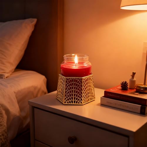 3 Wick Candle Holder, Shell Design Candle Jar Holder for 4-Inch Diameter Jars (5.25" D x 3.5" H) (Rose Gold) - color: Rose Gold