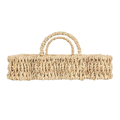 Household Essentials Woven Seagrass Scalloped Rectangular Trays, Set of 2, Natural - color: Natural Seagrass, size: 16" x 11.5" x 4.8"