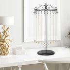 iDavosic.ly Rotating Necklace Holder Organizer with 24 Hooks, Adjustable Metal Bracelet Display Stand Rack, Extra Tall Keychain Spinning Tree Tower for Women, Black - color: Black - 1 Tier