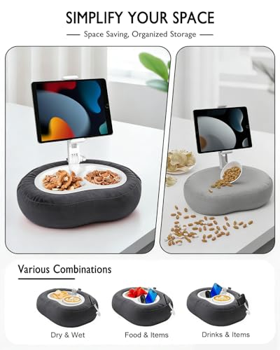 Miledi Tablet Pillow Stand, Compatible with 4.7"-12.9" Kindle, iPad, Phone/Tablet, 360° Rotating Phone Holder for Bed, Detachable Bowl, Reading and Relaxation on Bed (Black) - color: Black
