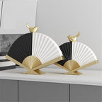 Statue Decorations Luxury Fan-Shaped Sculpture Ornament Entrance TV Cabinet Niche Art Decorations Home Decor Object