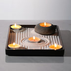Handmade Pebble Tea Light Candle Holder 2 Pcs Handcrafted Tealight Holder for Zen Garden, Altar, Mantle, Desk, Table, Shelf