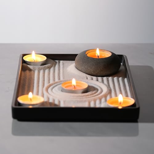 Handmade Pebble Tea Light Candle Holder 2 Pcs Handcrafted Tealight Holder for Zen Garden, Altar, Mantle, Desk, Table, Shelf
