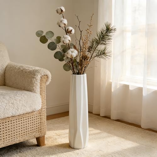 Ceramic Large Floor Vase, GDSZJLJ White 24" Tall Flower Vase Decorative Vases for Living Room Modern Home Decor Office Bedroom Kitchen Wedding House Décor, Gift for Wedding Housewarming - color: 5-stripes, size: Height-24 Inch
