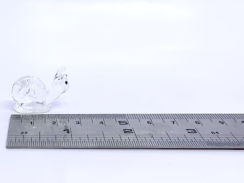 Rare Snail Micro Tiny Hand Blown Glass Art Figurines Animals Collectible Gift Home Décor (Clear) - color: Clear