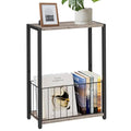 Homleke Narrow Side Table with Magazine Holder, Skinny End Table Perfect for Small Spaces, Space-Saving Design for Living Room, Bedroom, or Office, 7.1" D x 16.9" W x 23.6" H, Greige - color: Greige - Standard