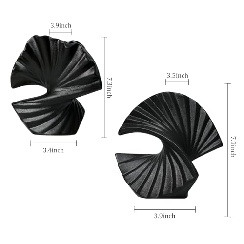Sector Vase, Set of 2 - Minimalist Nordic, Black Ceramic Sector Vase Vase Decor | Table Centerpiece, Olive Plant, Wedding, Living Room, Bookshelf, Office, Modern Home, Entryway, Console - color: Arch Shape-black