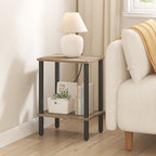 TUTOTAK End Table, Side Table, Nightstand, 2-Tier Storage Shelf, Sofa Side Table for Small Space, Living Room, Bed Room TB01BG034 - color: Greige