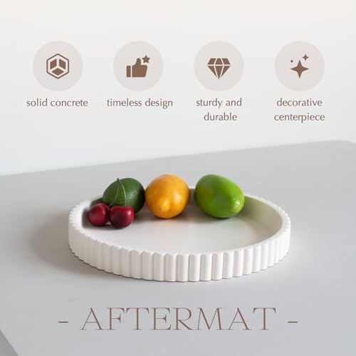 Decorative Tray for Coffee Table, Living Room, Side Table, 11" White Round Concrete Home Decor Serving Trays for Accent Table, Console Table - color: White