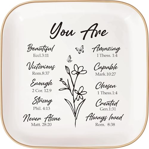 Christian Gifts for Women - Jewelry Tray，Confirmation Gifts for Teen Girls, Bible Verse Gift, Religious Gifts for Women, Baptism Gifts for Girl, Great Gift for Daughter’s Confirmation (You Are) - style: You Are