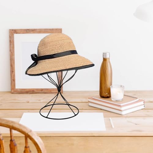 Mydio 2 Pieces Modern Metal Hat Stands Durable Stable Metal Hat Cap Rack Wigs Holder (black) - color: black