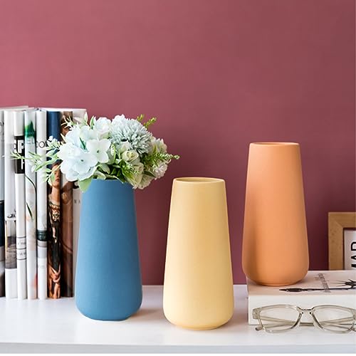Yellow Ceramic Vase, 7.7" H, Minimalist Modern Home Decoration, Matte Design for Fireplace Bedroom Kitchen Living Room Centerpieces Office Desk, Fit for Holding Dried Flowers, Fresh Flowers - color: Yellow