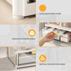 INVSSENE Stackable Makeup Organizer Countertop, Storage Perfume Skincare Cosmetic Lipstick Face Mask Makeup Brush Palettes, Ideal for Vanity Bathroom Counter - color: 3515 White+Clear