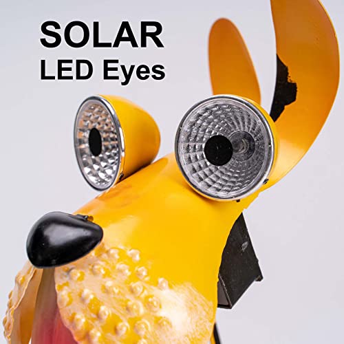 Dog Solar Lights Outdoor,Yard Art Metal Dog Statues,Outdoor Funny Statue for Garden Decor Yard Lawn Ornaments - style: Sit Dog