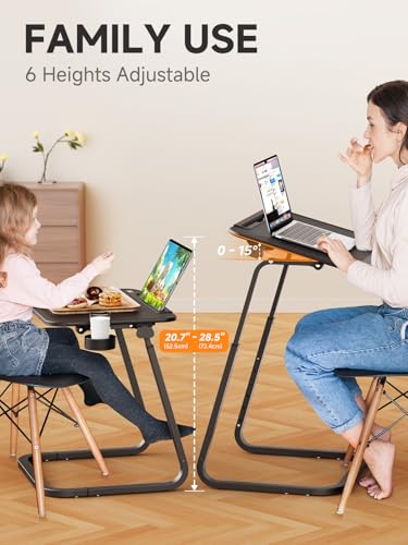 SAIJI TV Tray Table - Heavy Duty Extra Large TV Trays, Upgraded Dinner Trays for Eating on Couch, Tilt & Height Adjustable Snack Table Laptop Desk for Sofa, Bedside and Recliner - color: Black
