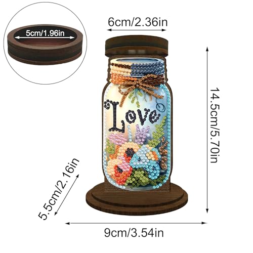 ARTopet DIY Diamond Art Painting Candlestick Holders Wooden Desk Candle Holder Ornament Double Sided Diamond Tabletop Ornaments for Home Decor-Love - color: Love